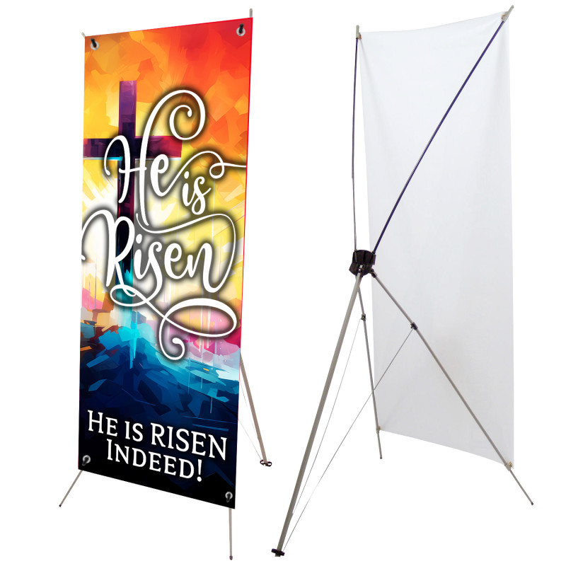 Easter - He Is Risen (Cross) 2.5' x 6' X-Banner Kit (Printed in the USA)