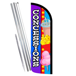 Concessions Premium Windless Feather Flag Bundle (Complete Kit) OR Optional Replacement Flag Only