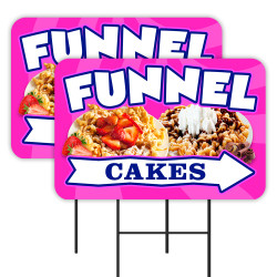 Funnel Cakes 2 Pack Double-Sided Yard Signs 16" x 24" with Metal Stakes (Made in Texas)