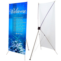Welcome - Winter Church 2.5' x 6' X-Banner Kit (Printed in the USA)