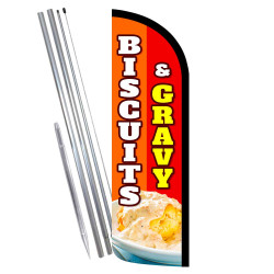 Biscuits & Gravy Premium Windless Feather Flag Bundle (Complete Kit) OR Optional Replacement Flag Only