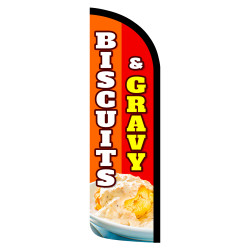 Biscuits & Gravy Premium Windless Feather Flag Bundle (Complete Kit) OR Optional Replacement Flag Only
