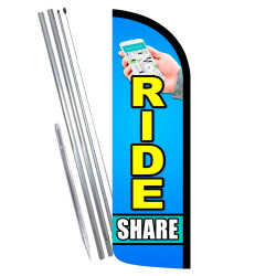 Rideshare Premium Windless Feather Flag Bundle (Complete Kit) OR Optional Replacement Flag Only