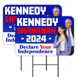 Kennedy Shanahan 2024 - Declare Your Independence 2 Pack Double-Sided Yard Signs 16" x 24" with Metal Stakes (Made in Texas)