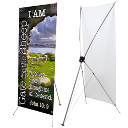 I AM the Gate for the Sheep 2.5' x 6' X-Banner Kit (Printed in the USA)