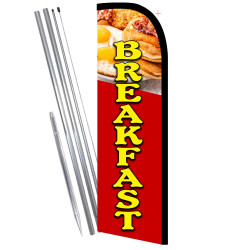 Breakfast Premium Windless Feather Flag Bundle (Complete Kit) OR Optional Replacement Flag Only