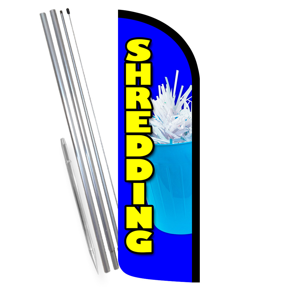 Paper Shredding Premium Windless Feather Flag Bundle (Complete Kit) OR Optional
