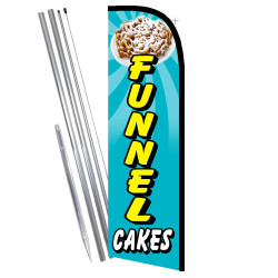 FUNNEL CAKES Premium Windless  Feather Flag Bundle (Complete Kit) OR Optional Replacement Flag Only
