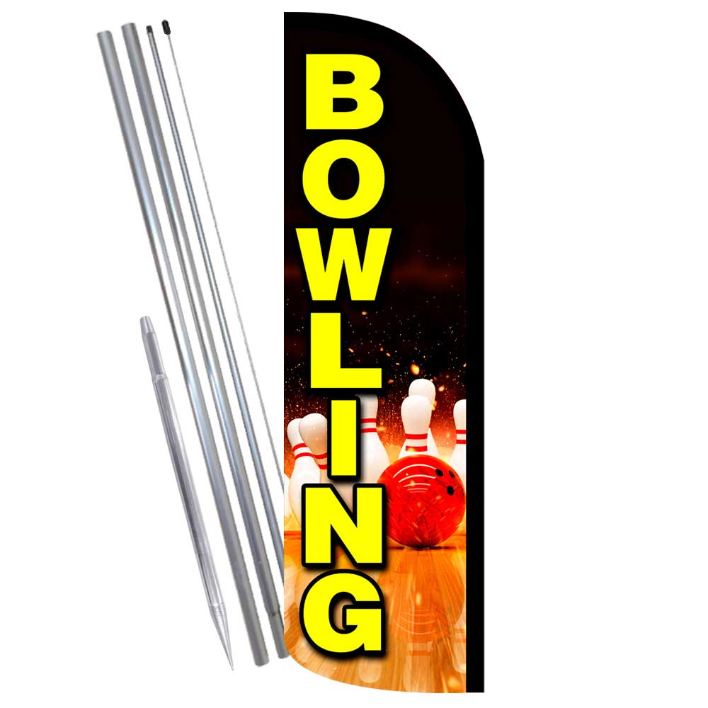 BOWLING Premium Windless Feather Flag Bundle (Complete Kit) OR Optional Replacem