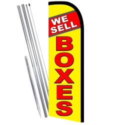 We Sell Boxes Windless Feather Flag Bundle (Complete Kit) OR Optional Replacement Flag Only