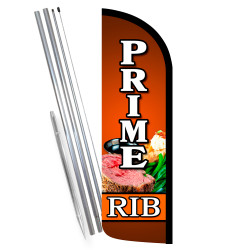 Prime Rib Premium Windless Feather Flag Bundle (Complete Kit) OR Optional Replacement Flag Only
