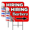 Hiring Barbers 2 Pack Double-Sided Yard Signs 16" x 24" with Metal Stakes (Made in Texas)