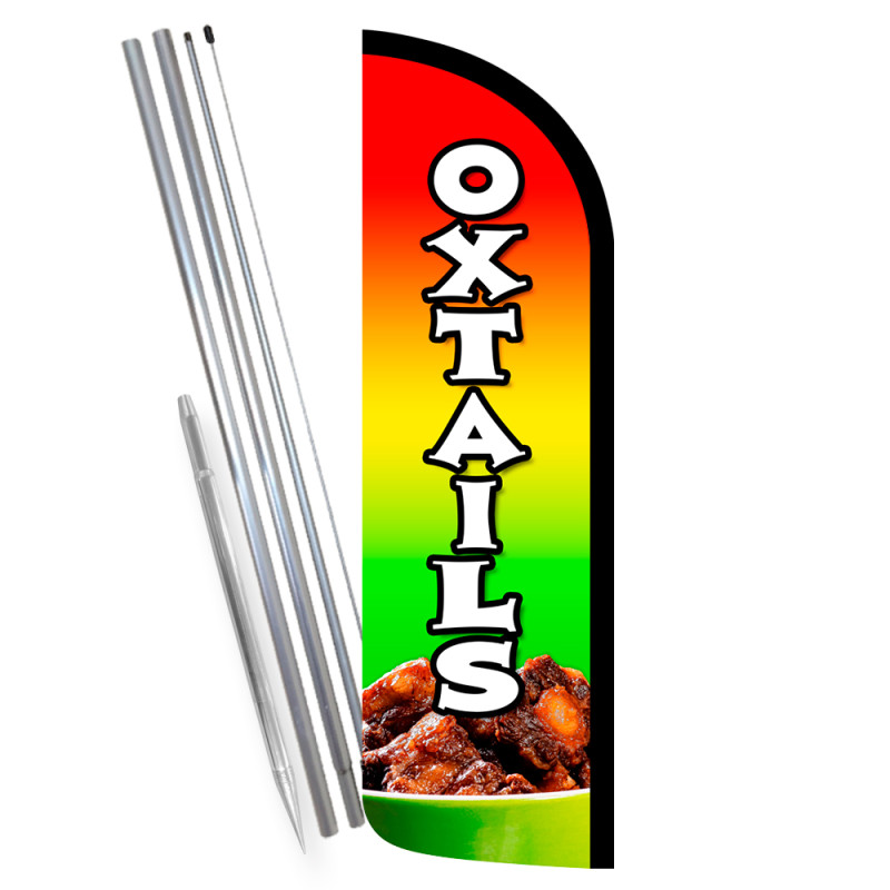 OXTAILS Premium Windless Feather Flag Bundle (Complete Kit) OR Optional Replacement Flag Only