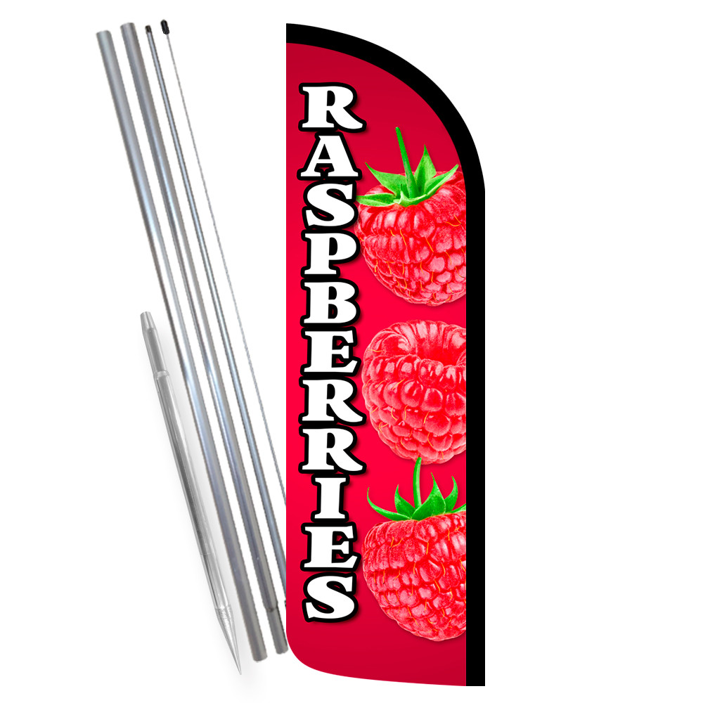 Raspberries Premium Windless Feather Flag Bundle (Complete Kit) OR Optional Repl