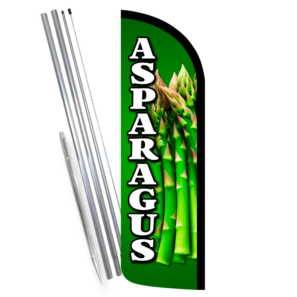 Asparagus Premium Windless Feather Flag Bundle (Complete Kit) OR Optional Replac