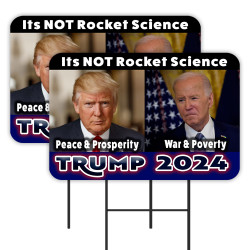 Trump 2024 - Its NOT Rocket Science 2 Pack Double-Sided Yard Signs 16" x 24" with Metal Stakes (Made in Texas)