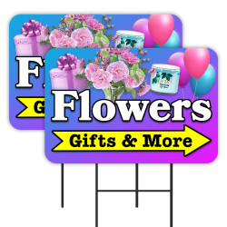 Flowers Gifts & More 2 Pack Double-Sided Yard Signs 16" x 24" with Metal Stakes (Made in Texas)