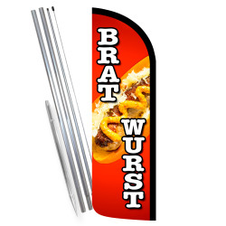 BRATWURST Premium Windless Feather Flag Bundle (Complete Kit) OR Optional Replacement Flag Only