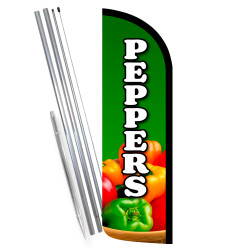 Peppers Premium Windless Feather Flag Bundle (Complete Kit) OR Optional Replacement Flag Only
