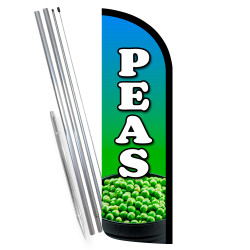 Peas Premium Windless Feather Flag Bundle (Complete Kit) OR Optional Replacement Flag Only