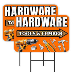 Hardware Tools Lumber 2 Pack Double-Sided Yard Signs 16" x 24" with Metal Stakes (Made in Texas)