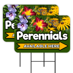 Perennials 2 Pack Double-Sided Yard Signs 16" x 24" with Metal Stakes (Made in Texas)