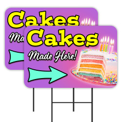 Cakes 2 Pack Double-Sided Yard Signs 16" x 24" with Metal Stakes (Made in Texas)