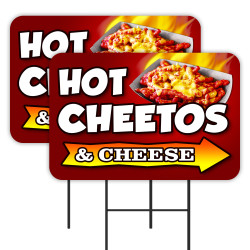 Hot Cheetos & Cheese 2 Pack Double-Sided Yard Signs 16" x 24" with Metal Stakes (Made in Texas)
