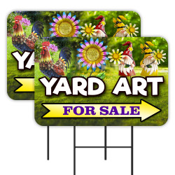 Yard (Garden, Lawn) Art 2 Pack Double-Sided Yard Signs 16" x 24" with Metal Stakes (Made in Texas)