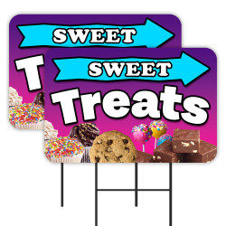 Sweet Treats 2 Pack Double-Sided Yard Signs 16" x 24" with Metal Stakes (Made in Texas)