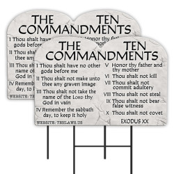 10 Commandments 2 Pack Double-Sided Yard Signs 16" x 24" with Metal Stakes (Made in Texas)