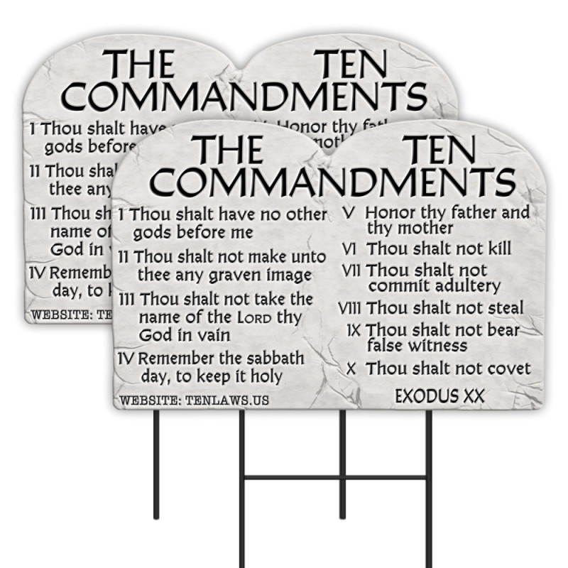 10 Commandments 2 Pack Double-Sided Yard Signs 16" x 24" with Metal Stakes (Made in Texas)