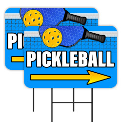 PICKLEBALL 2 Pack Double-Sided Yard Signs 16" x 24" with Metal Stakes (Made in Texas)