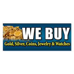 WE BUY GOLD SILVER JEWELRY Vinyl Banner with Optional Sizes (Made in the USA)
