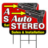 Auto Stereo 2 Pack Double-Sided Yard Signs 16" x 24" with Metal Stakes (Made in Texas)