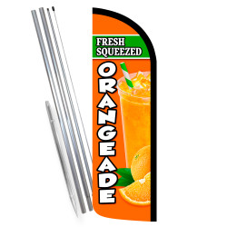 Fresh Squeezed Orangeade Premium Windless Feather Flag Bundle (Complete Kit) OR Optional Replacement Flag Only