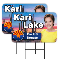 Kari Lake for US Senate 2 Pack Double-Sided Yard Signs 16" x 24" with Metal Stakes (Made in Texas)