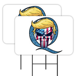 Trump Punisher Q 2 Pack Double-Sided Yard Signs 16" x 24" with Metal Stakes (Made in Texas)