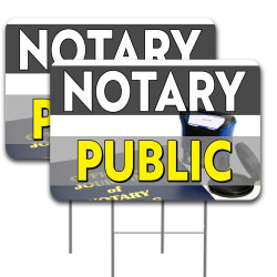 Notary Public 2 Pack Yard Sign 16" x 24" - Double-Sided Print, with Metal Stakes (Made in The USA) 841098163921