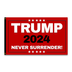 Trump 2024 - Never Surrender Premium 3x5 Flag 3x5 foot Flag OR Optional Flag with Mounting Kit