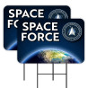 Space Force 2 Pack Double-Sided Yard Signs 16" x 24" with Metal Stakes (Made in Texas)