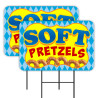 Soft Pretzels 2 Pack Double-Sided Yard Signs 16" x 24" with Metal Stakes (Made in Texas)