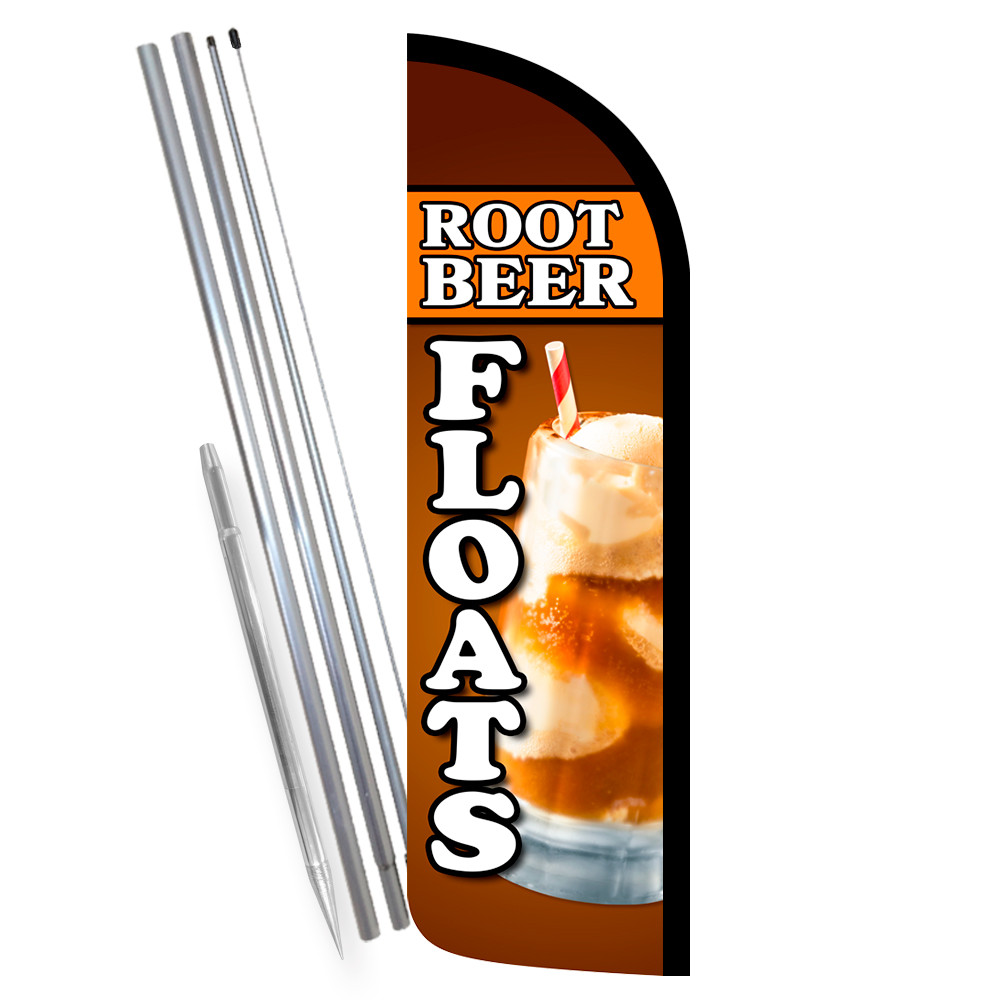 Root Beer Floats Premium Windless Feather Flag Bundle (Complete Kit) OR Optional