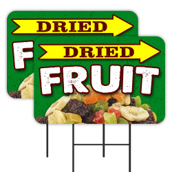 Dried Fruit 2 Pack Double-Sided Yard Signs 16" x 24" with Metal Stakes (Made in Texas)