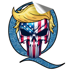 Trump Punisher Q 2-Pack Removable Contour Cut Tailgate Sticker (6x4 inches)