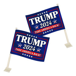 Trump 2024 - Take America Back Car Flag Set - 16" x 12" Hemless