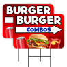 Burger Combos 2 Pack Double-Sided Yard Signs 16" x 24" with Metal Stakes (Made in Texas)