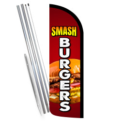 Smash Burgers Premium Windless Feather Flag Bundle (Complete Kit) OR Optional Replacement Flag Only