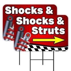 Shocks & Struts 2 Pack Double-Sided Yard Signs 16" x 24" with Metal Stakes (Made in Texas)