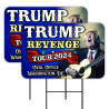 Trump - Revenge Tour 2024 2 Pack Double-Sided Yard Signs 16" x 24" with Metal Stakes (Made in Texas)